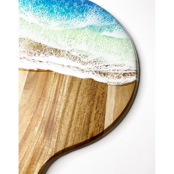 Resin Beach Art Wood Cheese Board Charcuterie - Picture 2 of 6